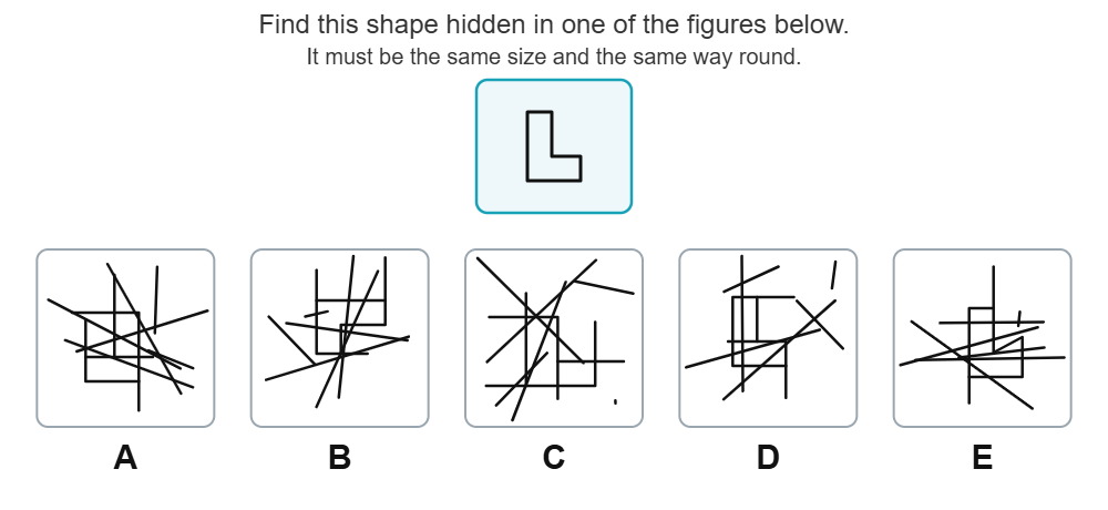 CAT4 hidden shape question 1: L shape